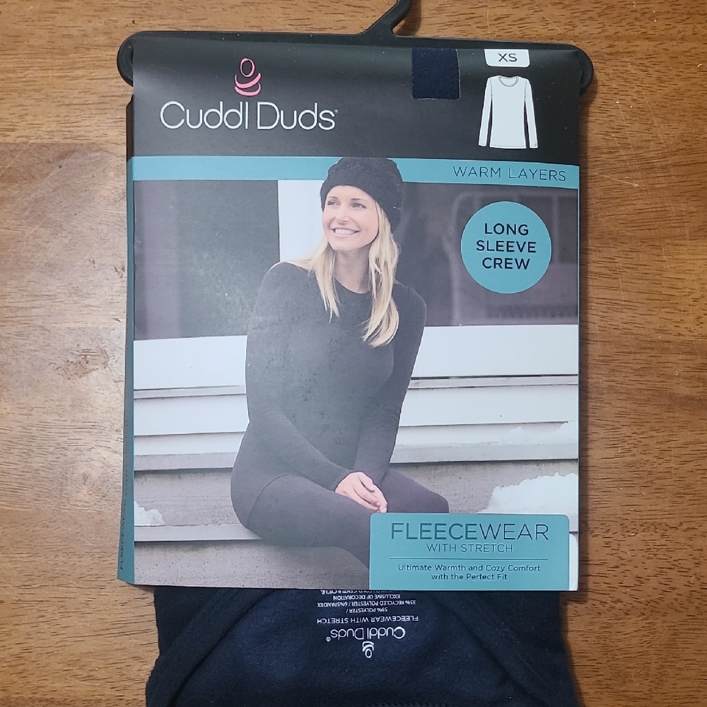 Cuddl Duds Women's Navy Fleecewear Crew Neck Shirt